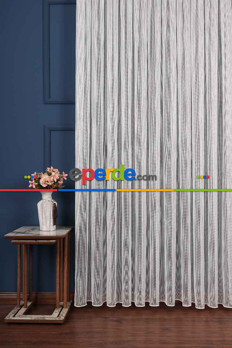 Salon Tül Modelleri - Zümrüt Altın Simli Düz Tül Perde