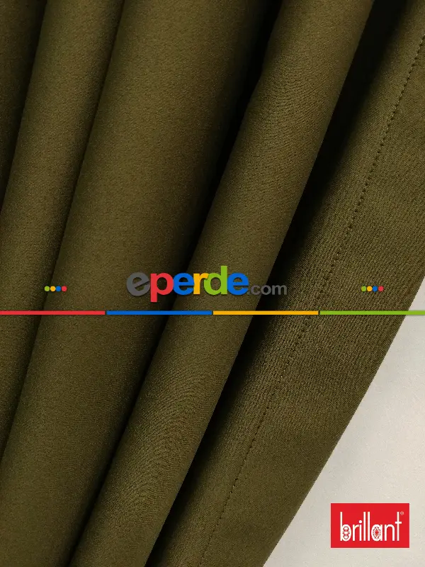 Brillant Blackout Haki Yeşil Renk Fon Perde 180cm En-haki %80 Işık Kesme
