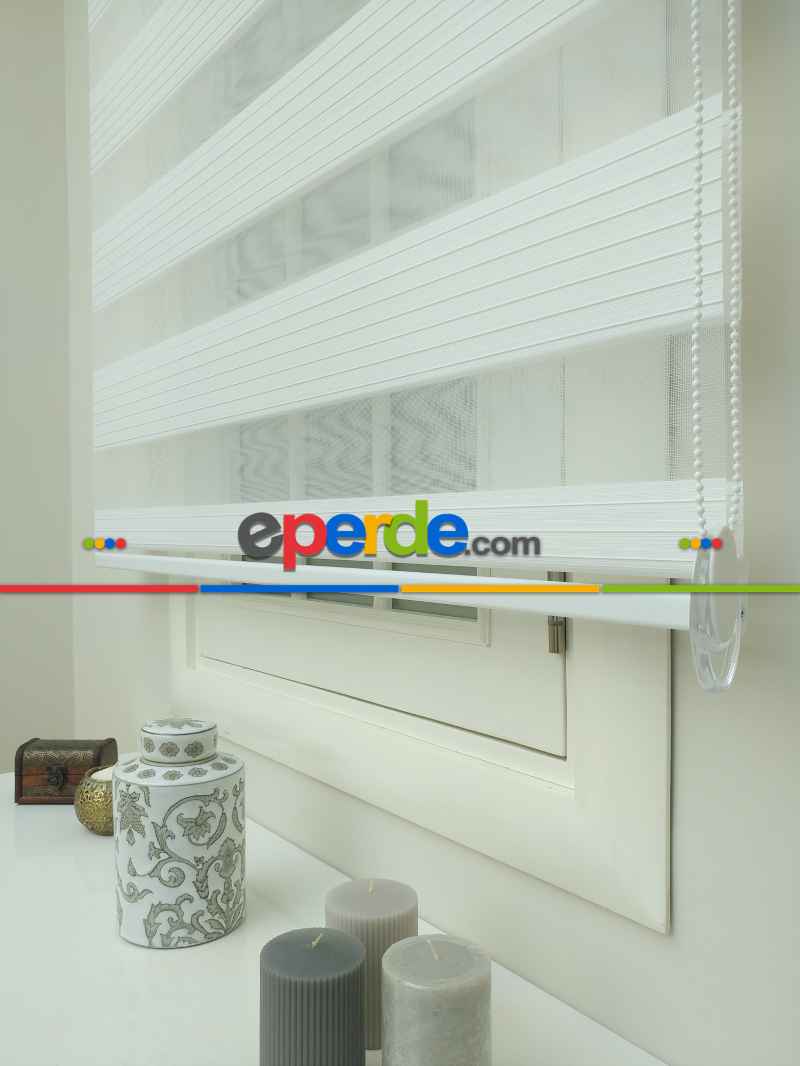 Zebra Perde Geniş Beyaz Kalın Plise 2021- Beyaz