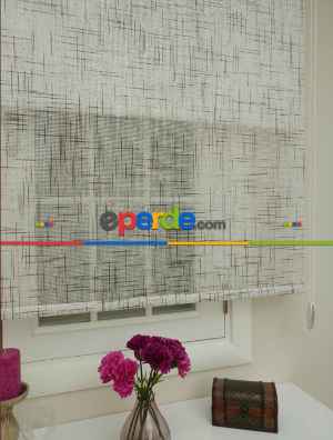 İthal Keten Kahverengi Renk Geçişli - Çiftli Sistem Tül Stor Perde - 1. Kalite