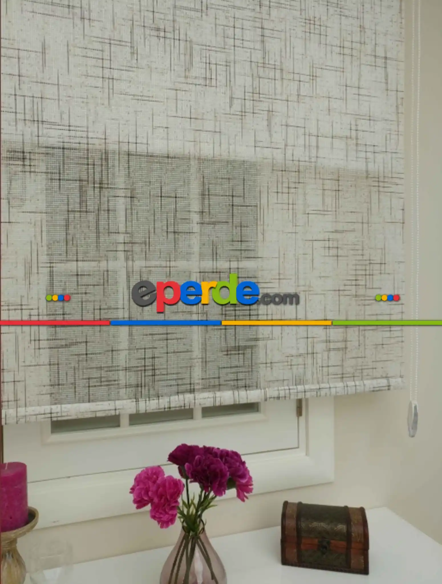 İthal Keten Kahverengi Renk Geçişli - Çiftli Sistem Tül Stor Perde - 1. Kalite