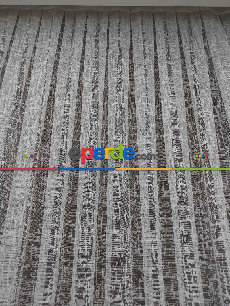 Mutfak Tül Perde Spor Desen - Ütü İstemez- Ekru