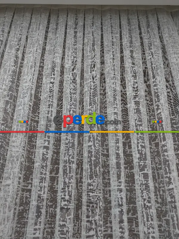 Salon Yatak Odası Fransız Dantel 2021 Tül Perde- Ekru Patine Desenli