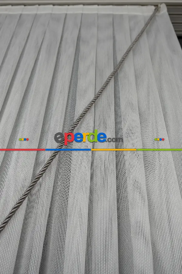 Yalancı Kruvaze - Tülden Fon - Halat İle Yana Toplamalı Tül - Kordon Toplama Tül - Çift Veya Tek Kanat - Püskül Ve Kordon Bağı İlave Ücretlidir - Kurşunlu Tül