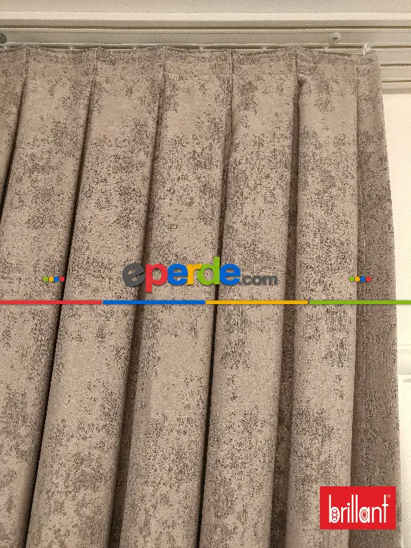 Brillant Jakar Fon Açık Vizon Renk Düz Fon Perde - Vizon Rengi