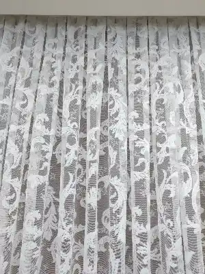 Salon Şal Desenli Örme Kdk Tül Perde- Ekru