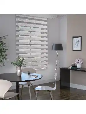 Açık Gri Renk Bambu Stor Zebra Perde Yüksek Kalite Alüminyum Kasa Soft Bamboo