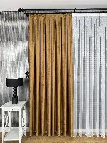 Yatak Odası - Turuncu İthal Kadife Fon Perde, Premium Kalite Serisi Kadife Fon Perde