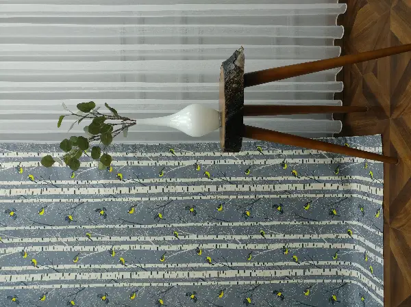 Kuş Ve Ağaç Desenli Fon Perde Evm1083 Kumaşı Kalındır Duck Bezi Değildir- Sarı-Beyaz