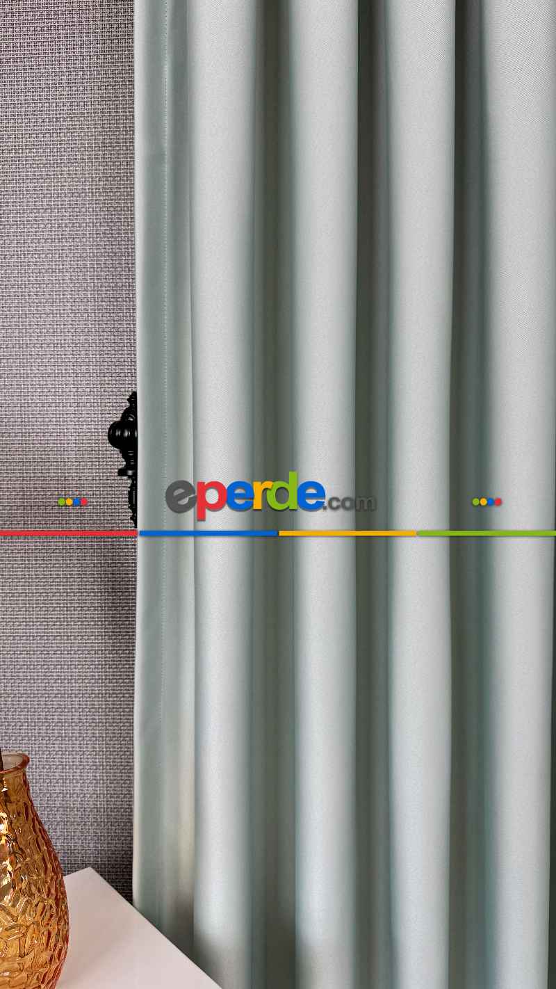 Açık Su Yeşili Blackout - Karartma Fon Perde, Premium Kalite Serisidir, %90 Oranında Işığı Keser