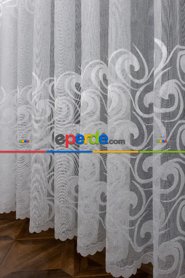 Mutfak Ft Serisi Vakko Desen Tül Perde- Ekru