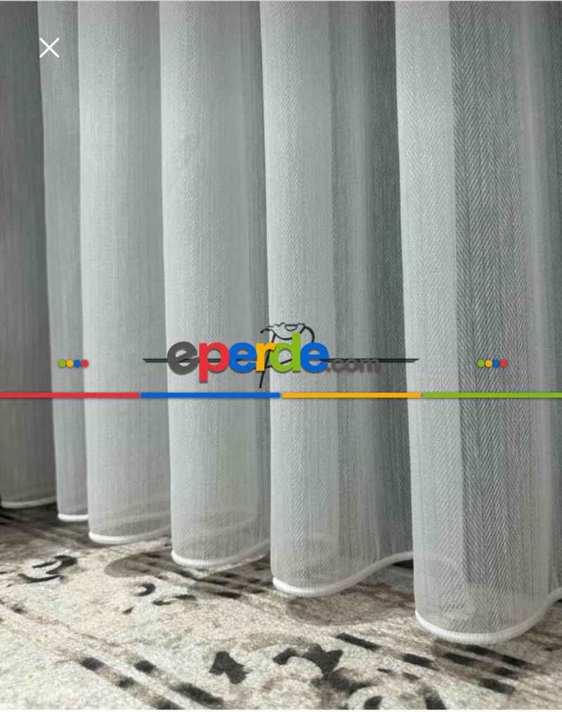 Brillant Balık Sırtı Düz Kurşunlu Tül Perde