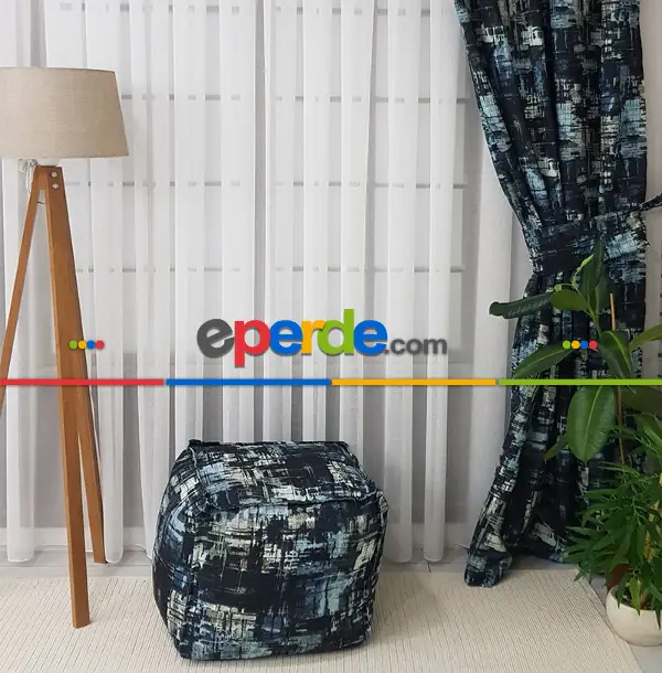 Salon Abstrakt Desenli Fon Perde Evm1504 Kumaşı Kalındır Duck Bezi Değildir-  Çok Renkli 2