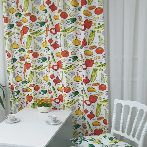 Sebze Desenli Fon Perde K735 Kumaşı Kalındır Duck Bezi Değildir- Yeşil-Kırmızı-Sarı-Beyaz-Turuncu