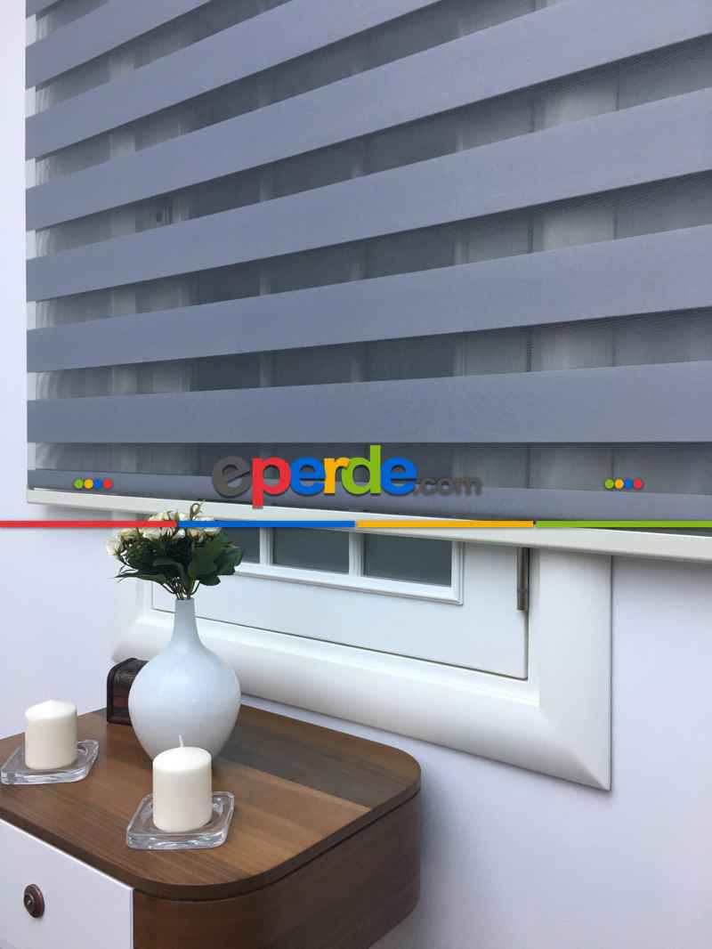 Zebra Perde - Düz Zebra Perde- Füme