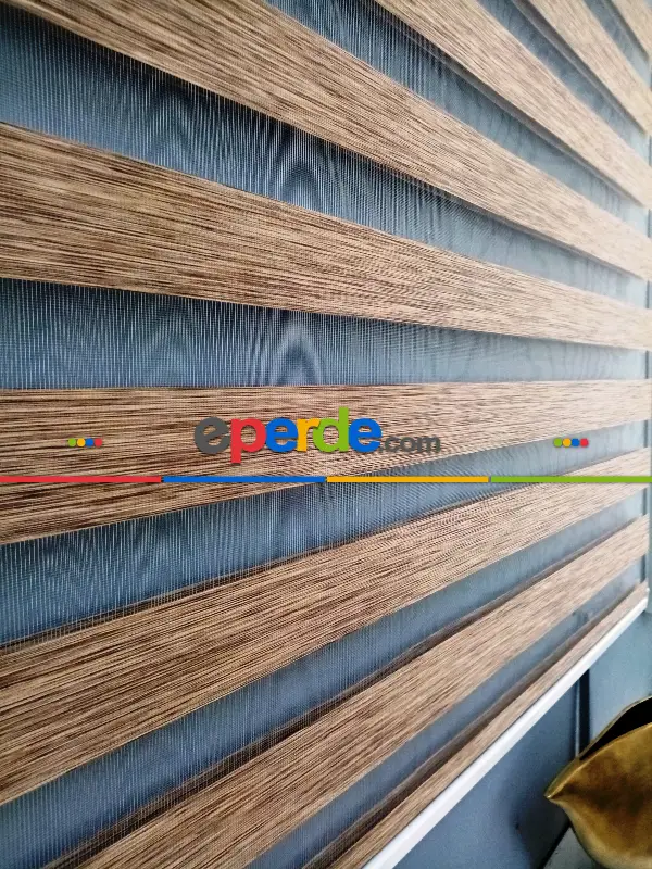 Oturma Odası - Bambu Zebra 2021 Sezonu Kahverengi Kırçıllı A Kalite Bambu Zebra Perde- Kahve Koyu