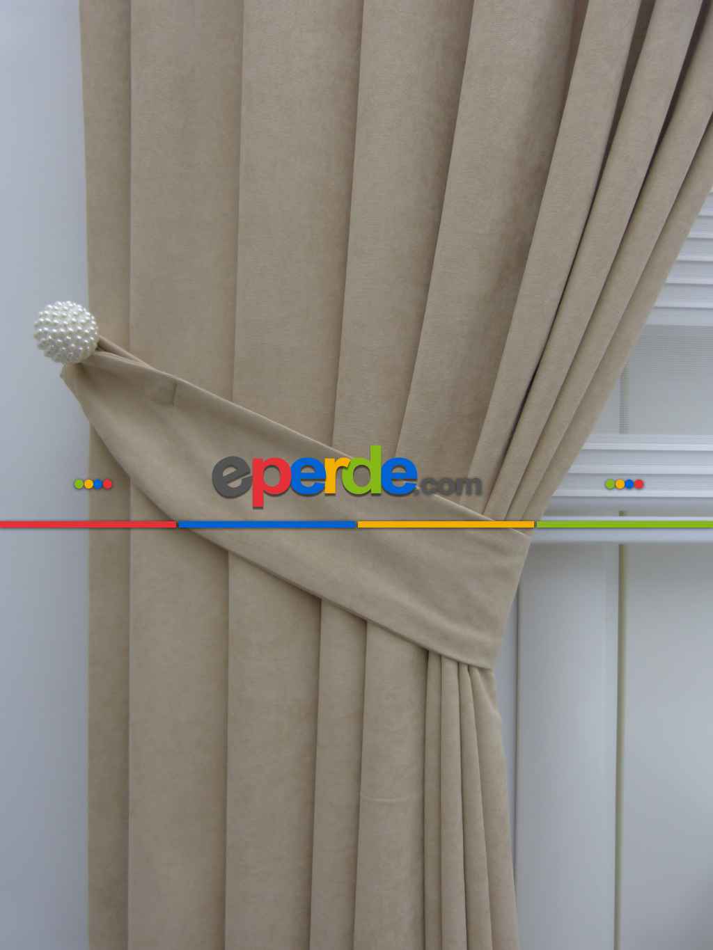 %25 İndirimli!!! Kum Beji Rengi Düz Fon Perde (fon Demiri Hediyeli)- Kum Beji