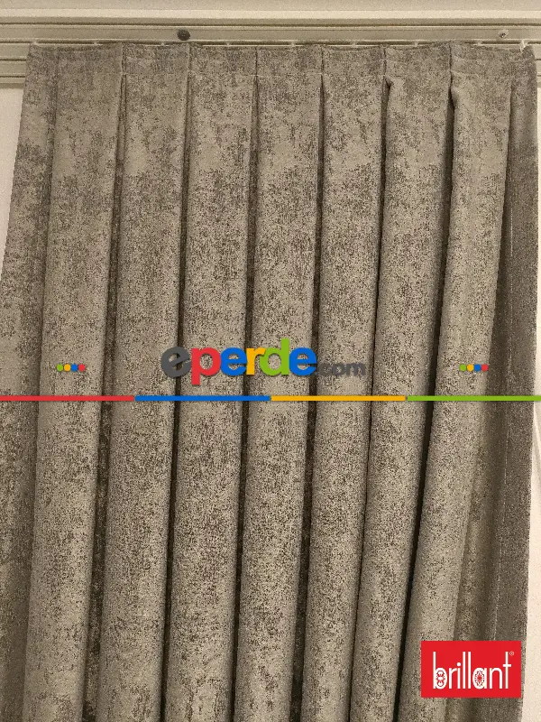 Brillant Jakar Fon Açık Vizon Renk Düz Fon Perde - Sütlü Kahve