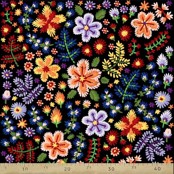 Çiçekli Desenli Fon Perde Evm806 Kumaşı Kalındır Duck Bezi Değildir- Kırmızı-Açık Yeşil- Çok Renkli 3