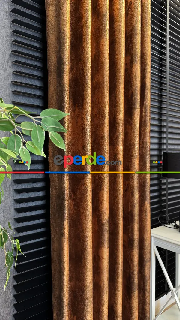 Premium İthal Kadife Altın Detaylı Fon Perde