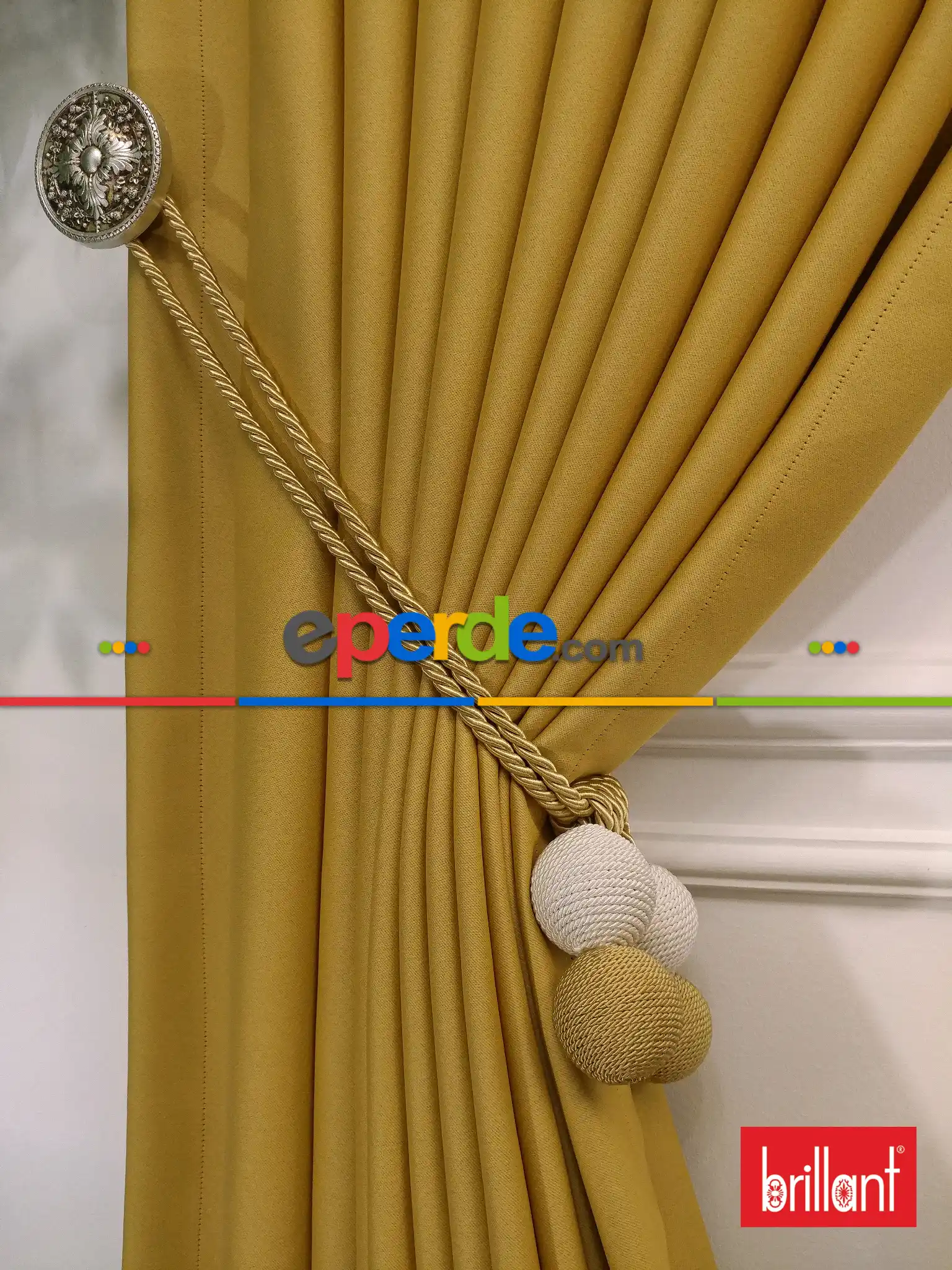 Yatak Odası - Brillant Karartma Blackout Hardal Sarı Renk Fon Perde- Hardal Sarısı