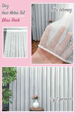 Özel Bambu Keten Tül Perde- Ekru