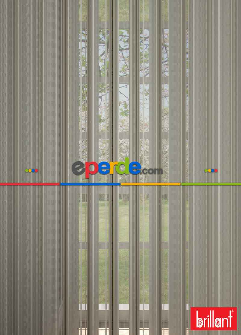 Brillant Akıllı Tül Perde Açık Kahverengimsi Gri Renkli Tül Dikey Zebra Perde Düz 1. Kalite