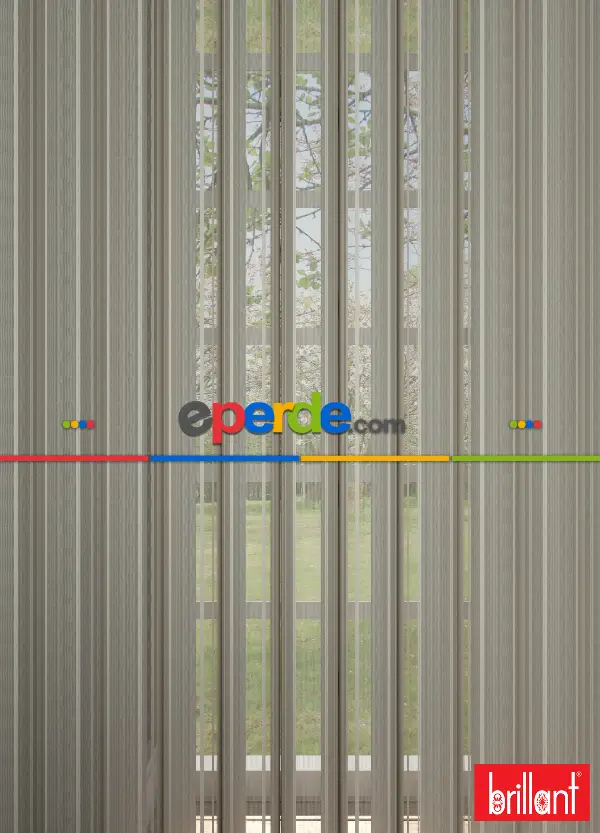 Brillant Akıllı Tül Perde Açık Kahverengimsi Gri Renkli Tül Dikey Zebra Perde Düz 1. Kalite