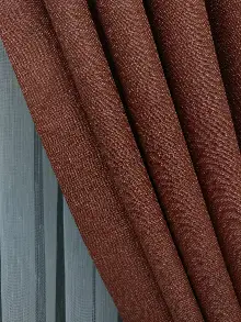 Yatak Odası - Keten Açık Kiremit Renk Düz Fon Perde- Kiremit Rengi