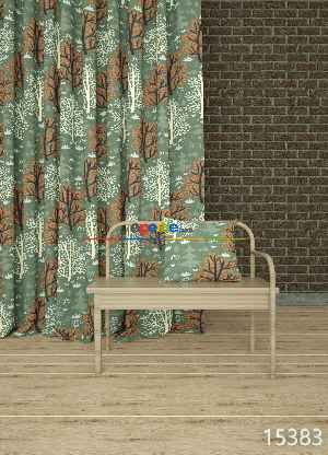 Dökümlü Kumaştan Orta Boy Ağaç Desenli Baskılı Blackout Fon Perde Işık Geçirmez 1. Kalite