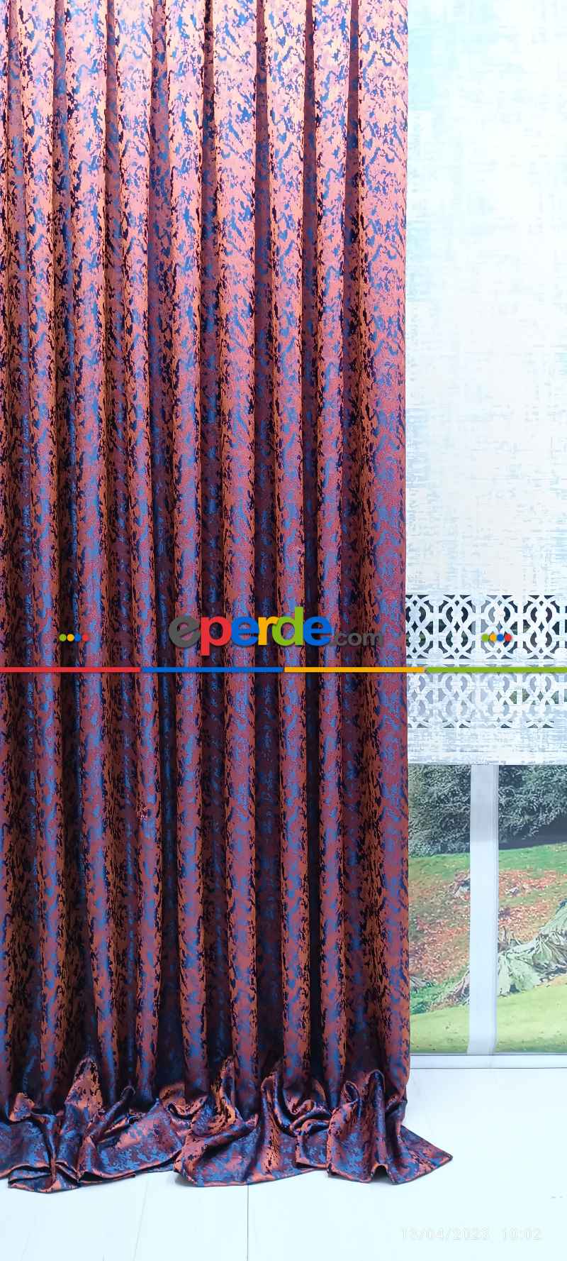 Oturma Odası -  2025 Elit Modern Desenli Fosforlu İplik Dokuma Fon Perde - 2