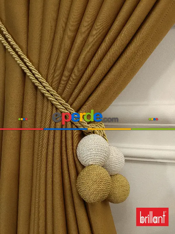 Yatak Odası - Brillant Karartma Blackout Hardal Sarısı Renk Fon Perde- Kahve Açık-hardal Sarısı