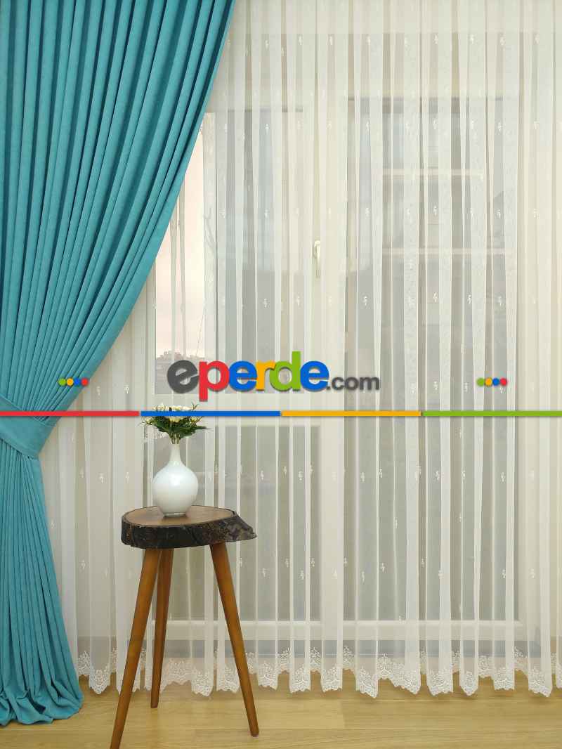 Açık Petrol Düz Fon Perde Dökümlü Birinci Kalite 300 Cm Geniş En Daha Hesaplı- Petrol Mavisi