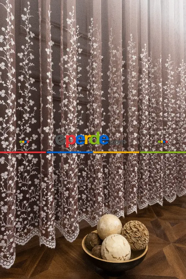 Salon - Etek Geniş Desenli Tasarım Tül