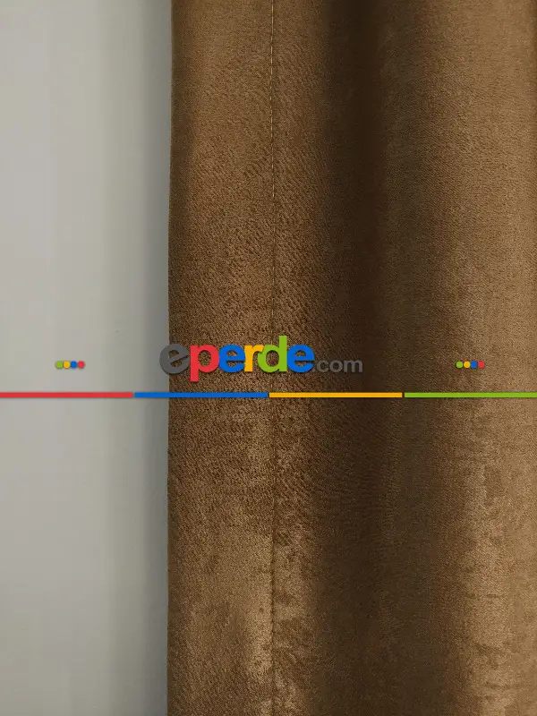 Salon - Soft Fon Perde Kakao Dökümlü En - Kahve Açık