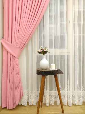Pembe Renk Düz Sade Fon Perde ( En 150cm Dökümlü Fon )- Pembe Açık