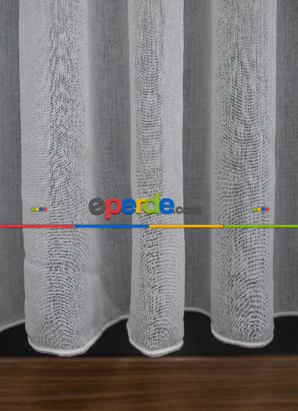 Kum Düz Tül Perde - Ekru - Kurşunlu Tül