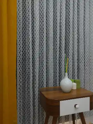 Damask Desen Fransız Dantel Örme Tül Perde & Kruvaze Perde- Ekru