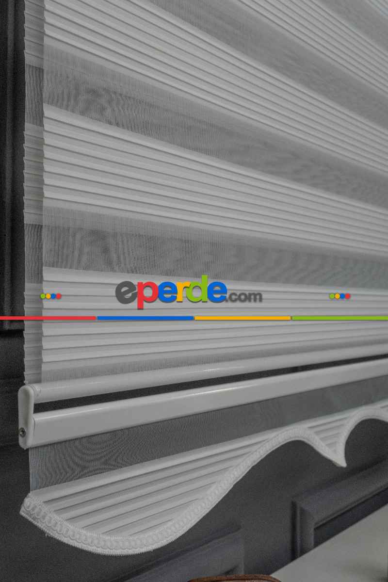 80x200 Hazır Beyaz Dar Plise Zebra Perde