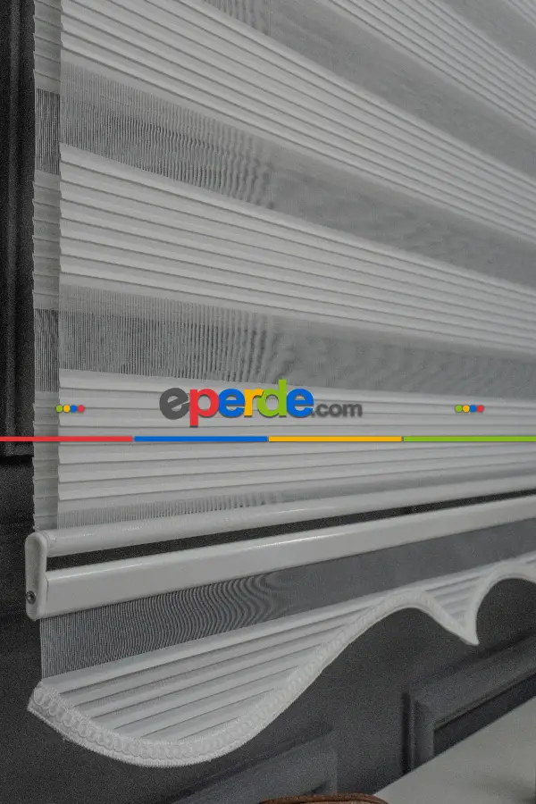 80x200 Hazır Beyaz Dar Plise Zebra Perde