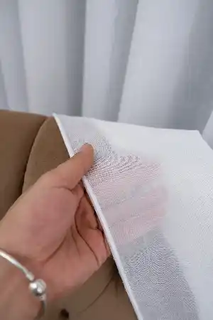 Yatak Odası - Beyaz Tül Keten Linen Tül Perde Ütü İstemez Kırışmaz Tül