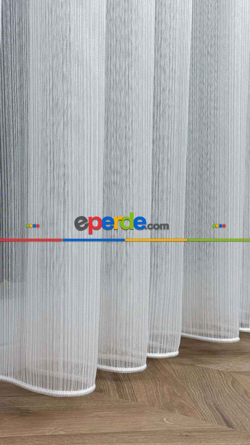 Vakko Simli Çizgili Tül Perde, Premium Seri Ağır Gramajlı