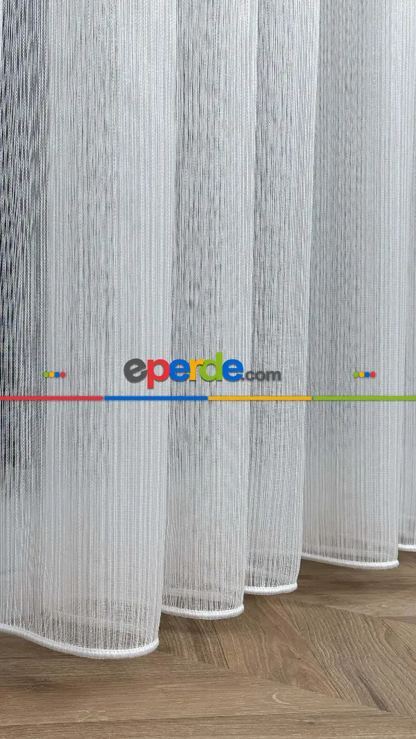 Vakko Simli Çizgili Tül Perde, Premium Seri Ağır Gramajlı