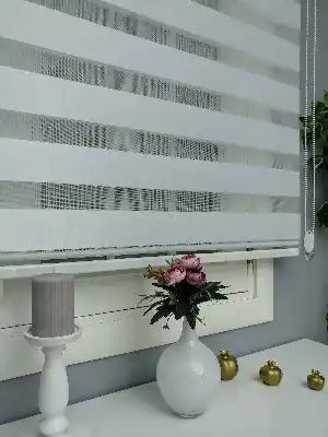 Mutfak- Perle Home Düz Zebra Perde Beyaz