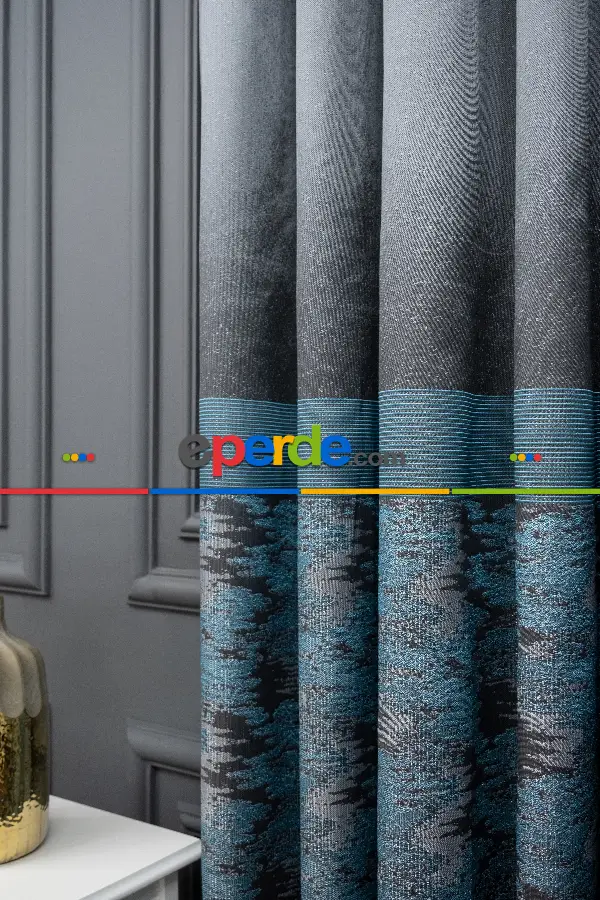 Yatak Odası - Antrasit Petrol Yeşil Jakar Etek Pano Dökümlü Gramajlı Uygun Fiat Fon Perde (180)- Petrol Yeşil