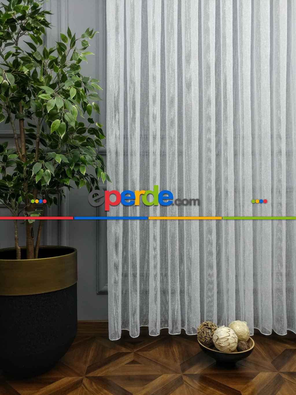 Beyaz Şantuk Düz Tül Perde 2023 Konak Özel Seri Ütü İstemez!- Beyaz - Kurşunlu Tül