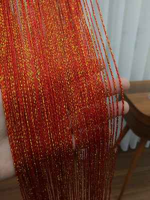 Kırmızı İp Perde - Altın Simli- Kırmızı-altın Simli