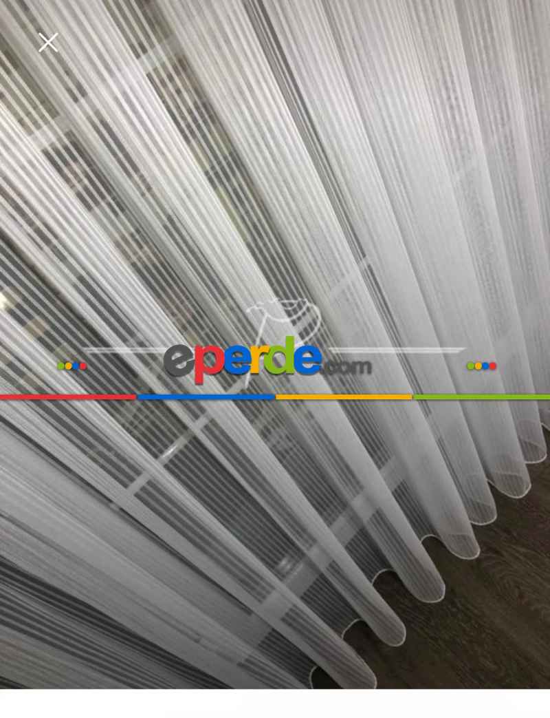 Salon - Brillant Düz Çizgili Ağır Gramajlı Lüx Tül Perde