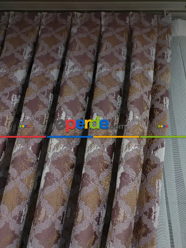 Pembe Desenli Jakar Fon Perde (180)- Gül Kurusu