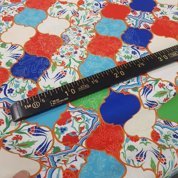 Patchwork Desenli Fon Perde Evm641 Kumaşı Kalındır Duck Bezi Değildir- Lacivert-Yeşil-Kırmızı-Beyaz